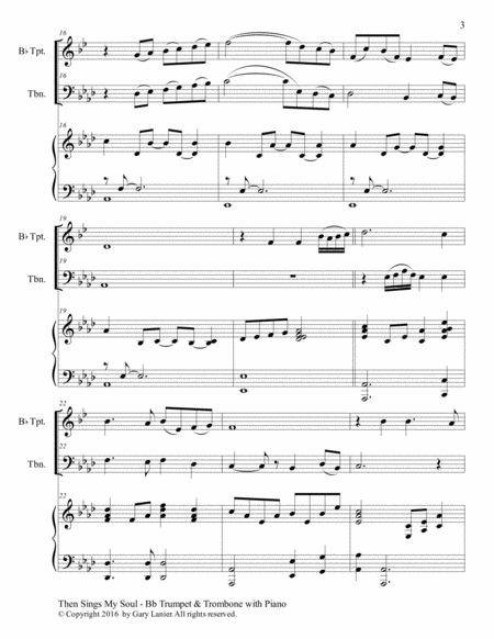 Trios for 3 GREAT HYMNS (Bb Trumpet & Trombone with Piano and Parts) image number null