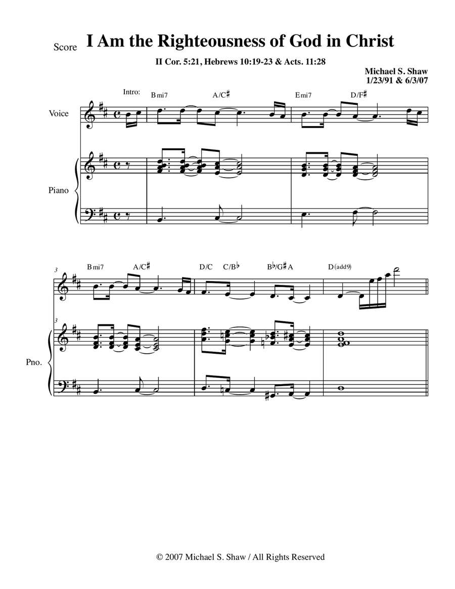 I Am the Righteousness of God in Christ Piano, Vocal scores gallery preview page 2