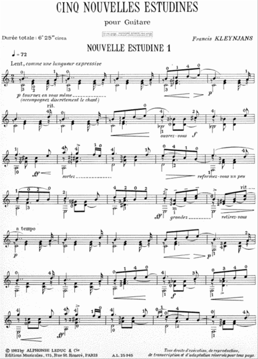 5 Nouvelles Estudines (guitar Solo) Acoustic Guitar scores gallery preview page 2
