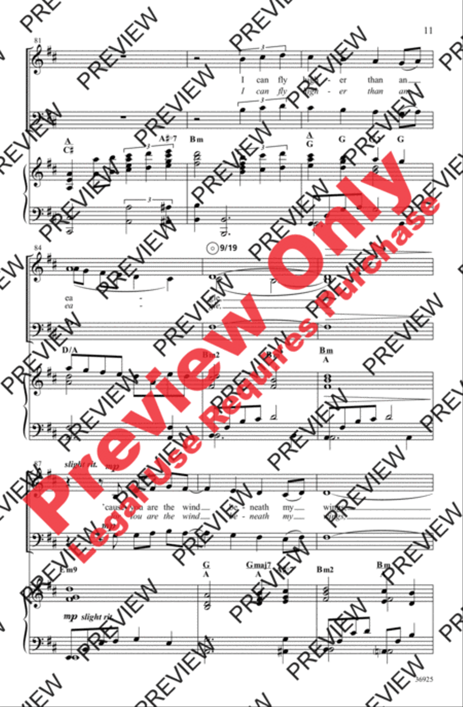The Wind Beneath My Wings 4-Part scores gallery preview page 11
