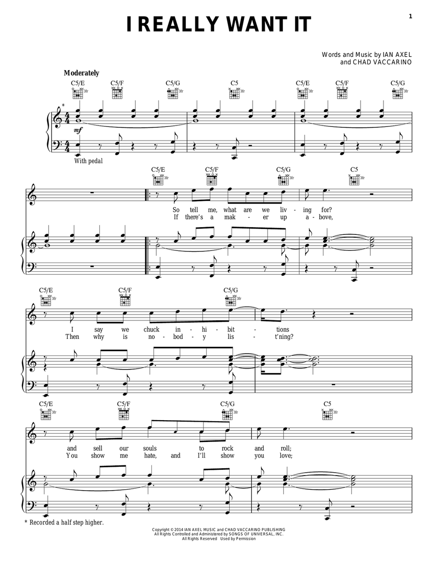I Really Want It Acoustic Guitar scores gallery preview page 1