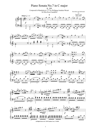 Book cover for Mozart - Piano Sonata No.7 in C major K 309 - Complete score