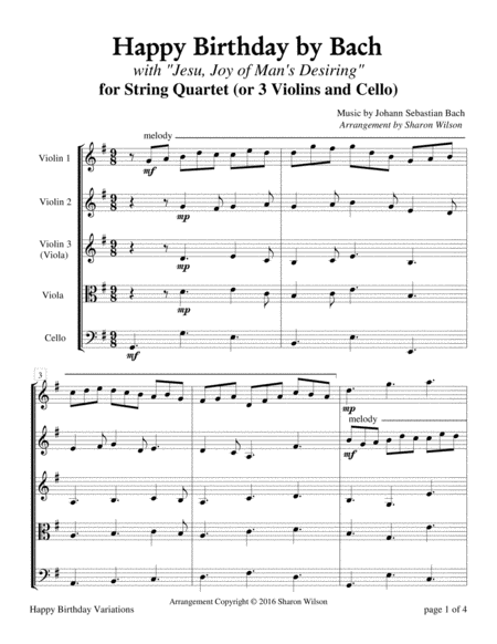 Happy Birthday Variations by the Great Composers for String Quartet image number null