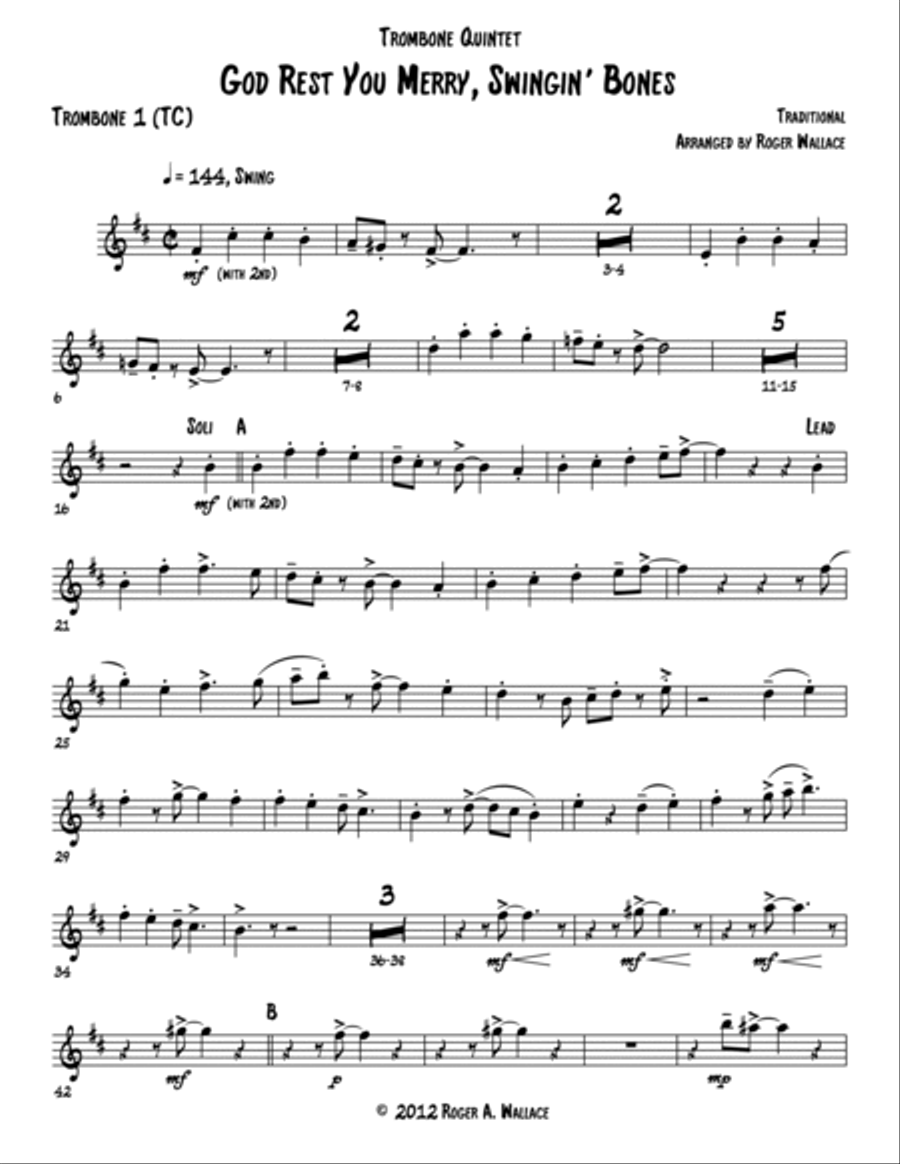 God Rest You Merry, Gentlemen (Trombone Quintet) Brass Quintet scores gallery preview page 6