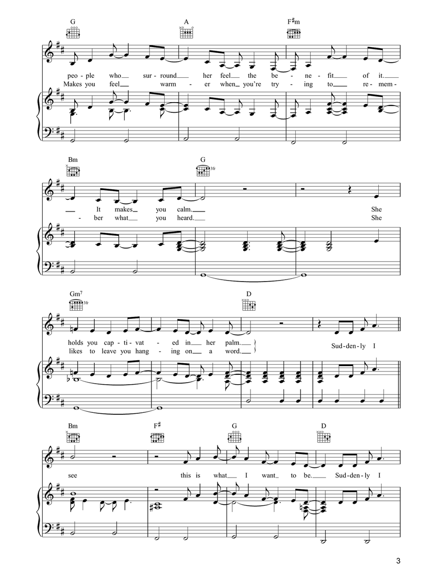 Suddenly I See Piano, Vocal, Guitar scores gallery preview page 3