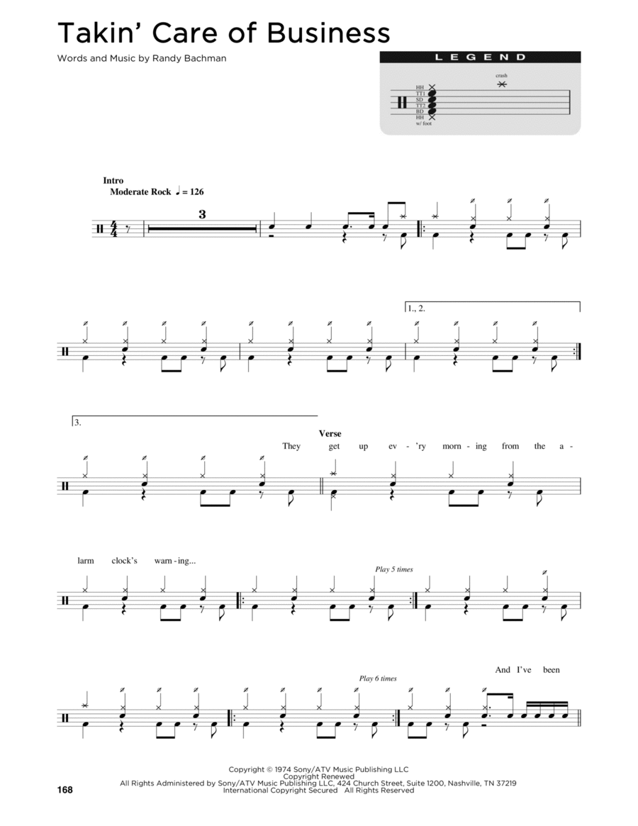 Takin' Care Of Business Drum Set scores gallery preview page 1