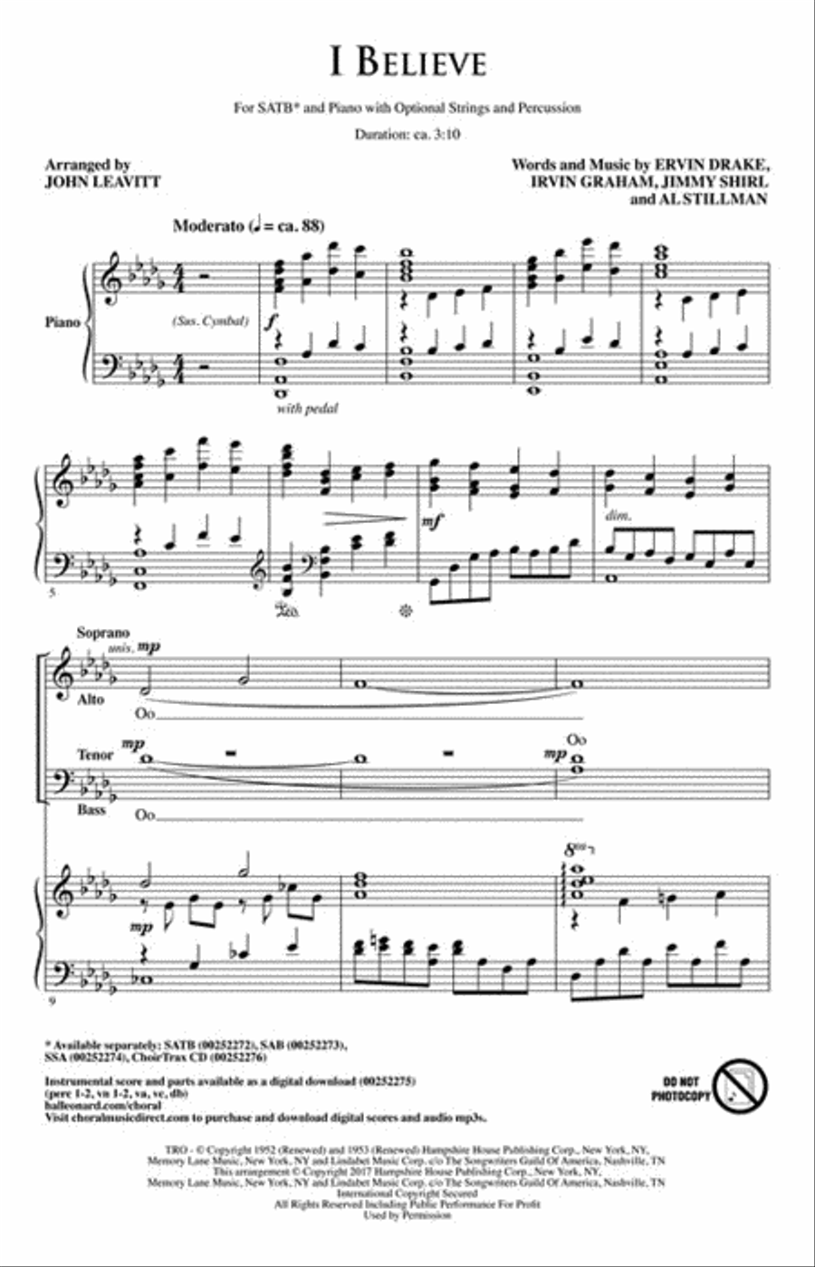 I Believe Choir scores gallery preview page 2