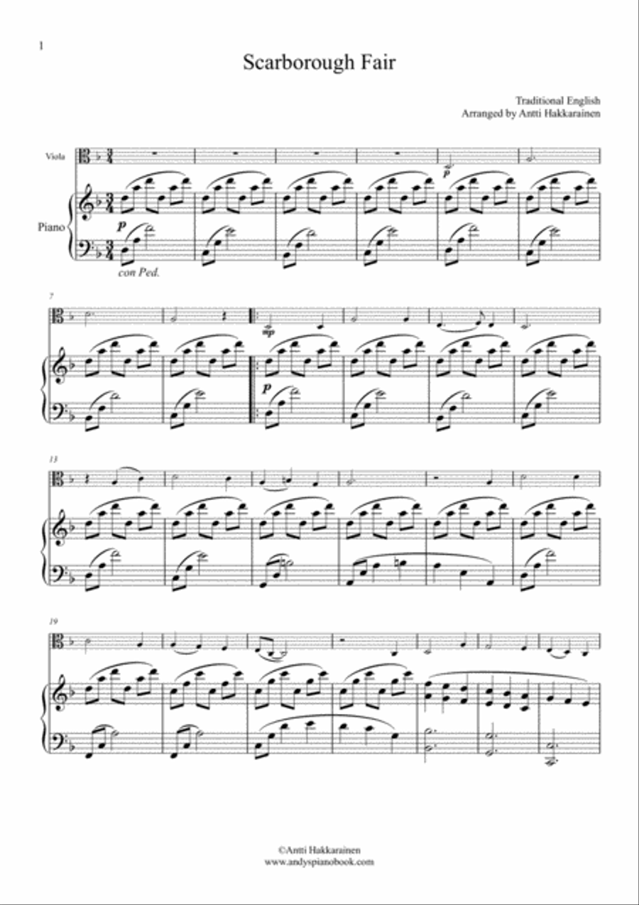 Scarborough Fair - Viola & Piano Viola scores gallery preview page 2