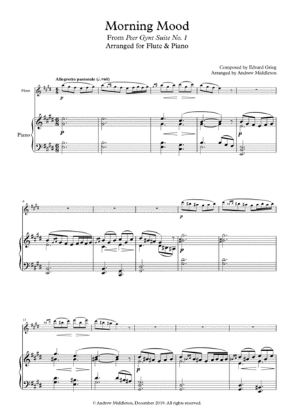 "Morning Mood" arranged for Flute and Piano image number null