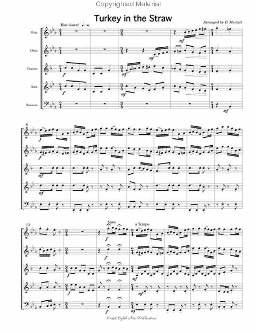Turkey in the Straw Woodwind Quintet scores gallery preview page 2