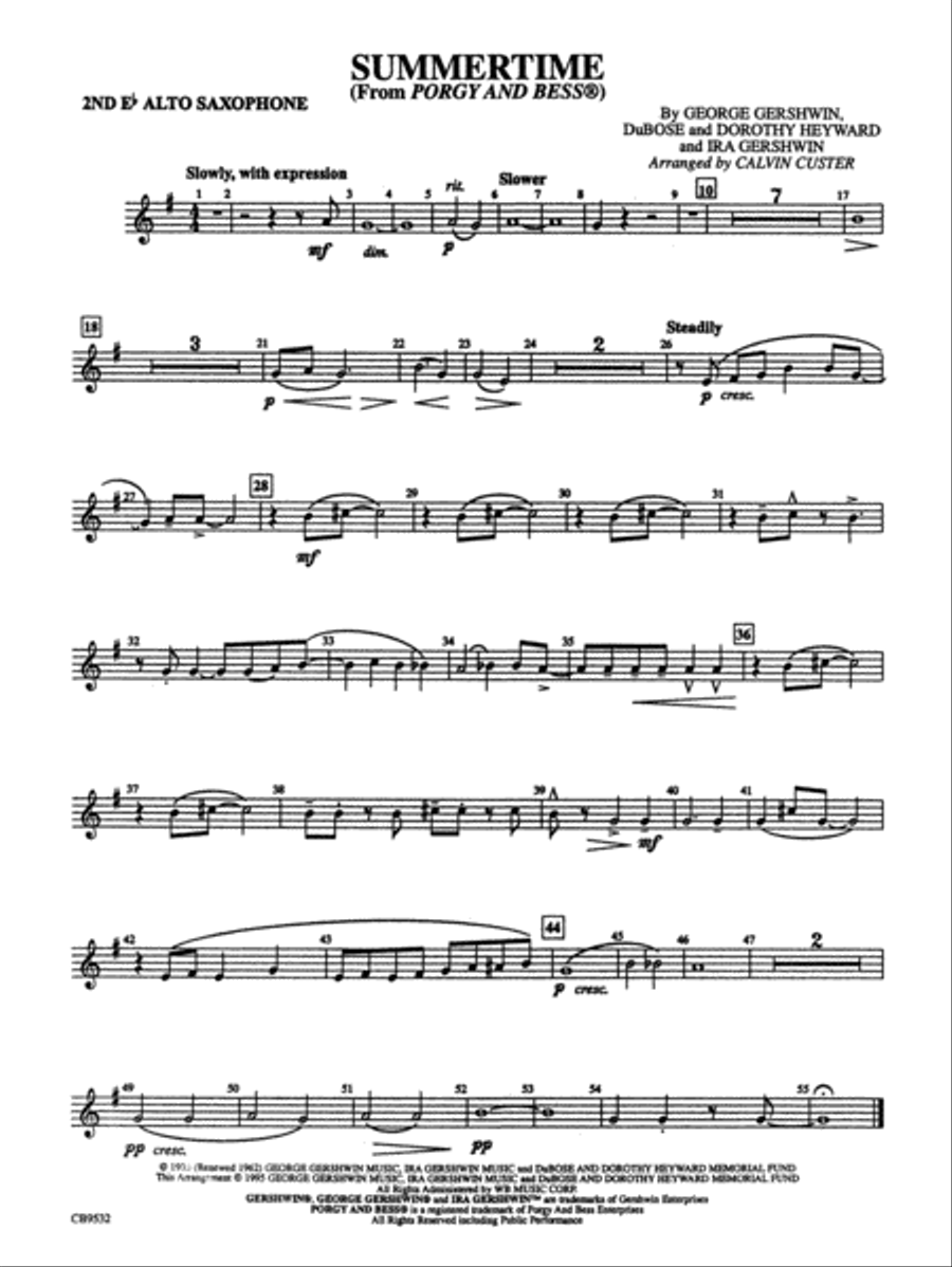 Book cover for Summertime: 2nd E-flat Alto Saxophone
