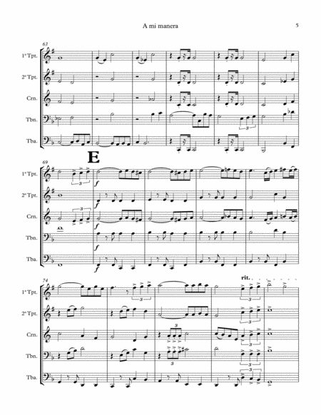 My way (A mi manera). Brass Quintet. Score & Parts image number null
