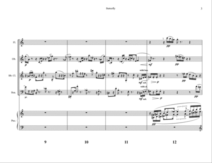 Butterfly, for piano quintet Chamber Music scores gallery preview page 5