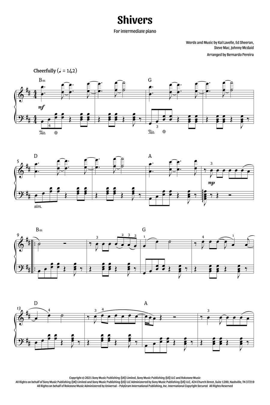 Shivers Piano Solo scores gallery preview page 1