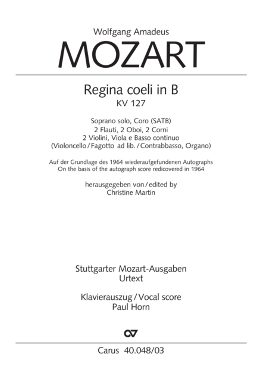 Regina coeli in B-Flat Major, K. 127 4-Part scores gallery preview page 2