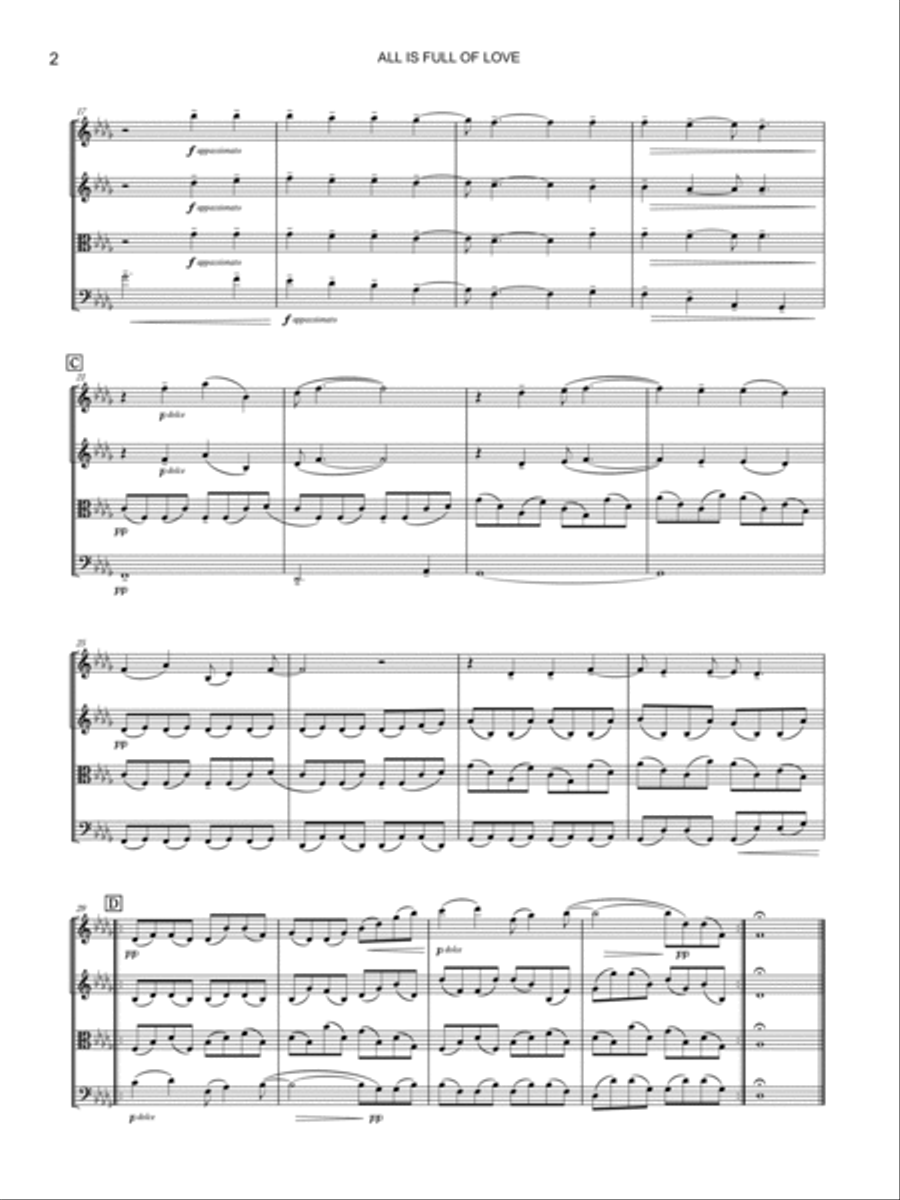 All Is Full Of Love String Quartet scores gallery preview page 2