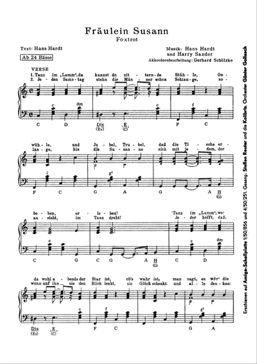 Fraulein Susann Piano, Vocal, Guitar scores gallery preview page 3