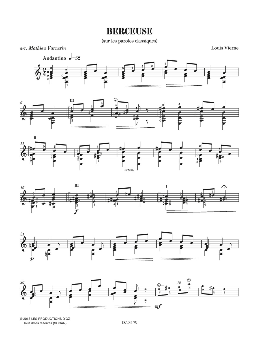Berceuse Classical Guitar scores gallery preview page 2