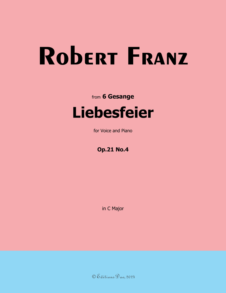 Liebesfeier, by Robert Franz, in C Major Voice scores gallery preview page 1