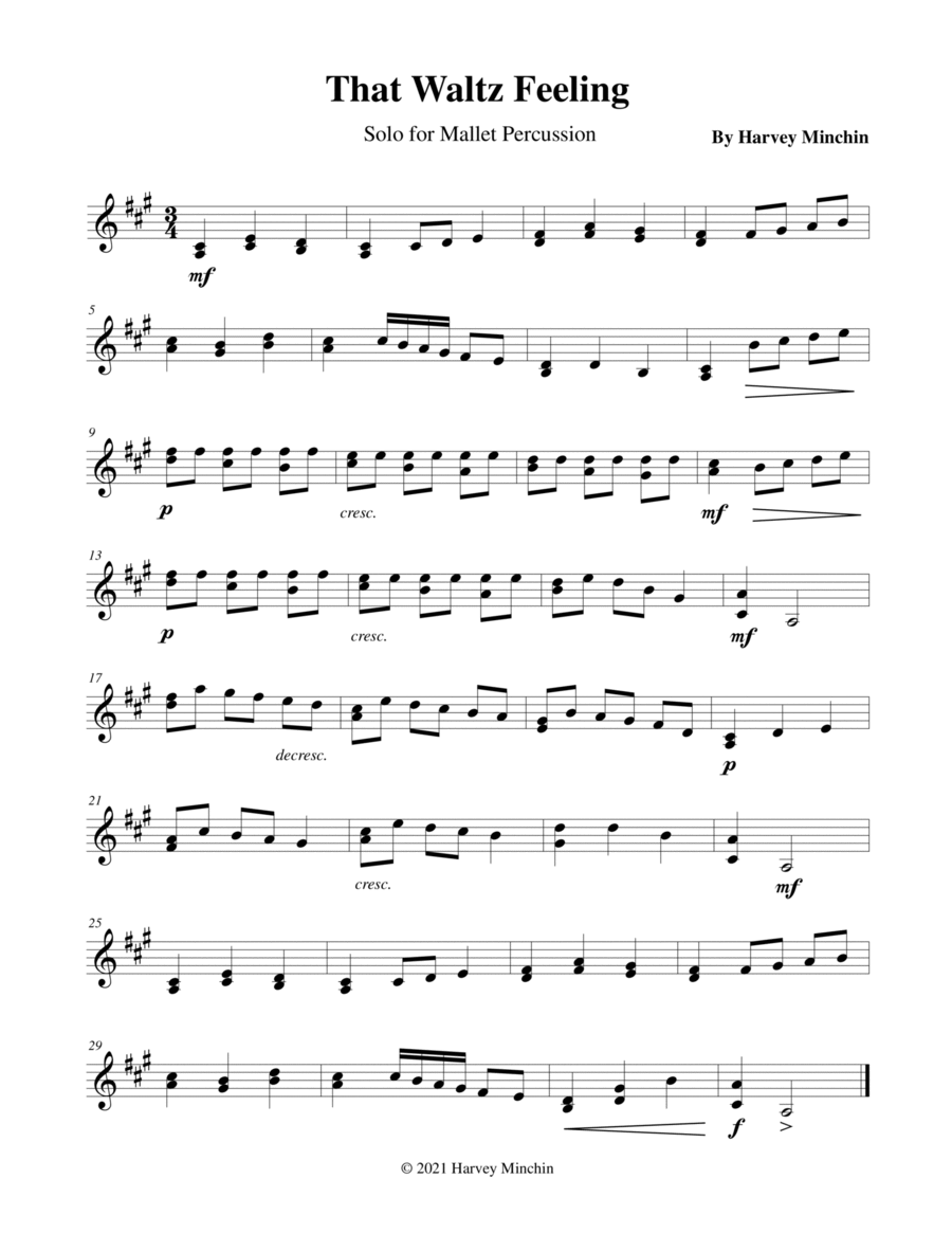 That Waltz Feeling for Solo Mallet Percussion Percussion Ensemble scores gallery preview page 1