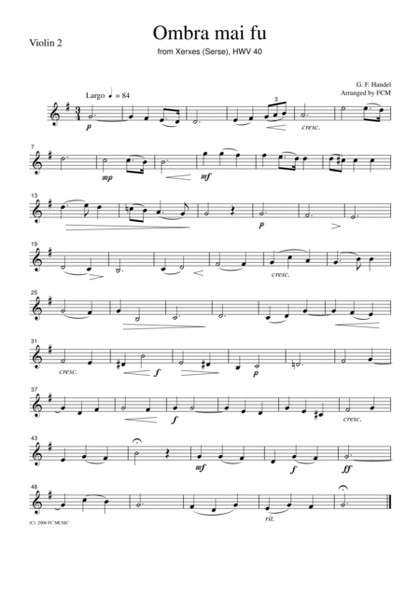 Handel Ombra mai fu (Largo), for string quartet, CH107 image number null