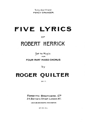 Five Lyrics of Robert Herrick - Roger Quilter