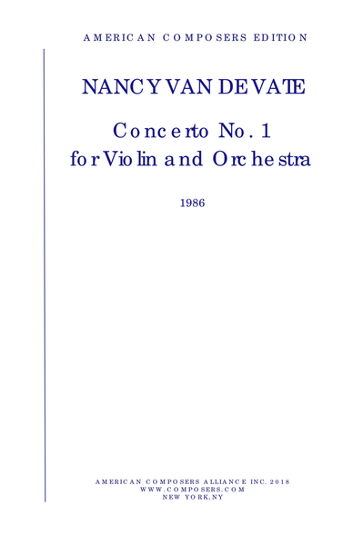 [Van de Vate] Concerto No. 1 for Violin and Orchestra