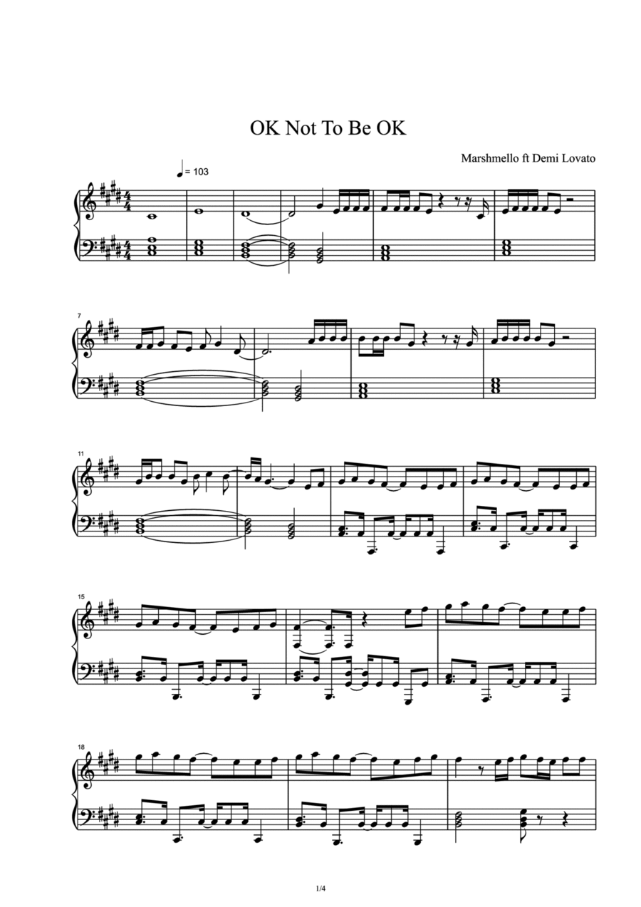 Ok Not To Be Ok Piano Solo scores gallery preview page 1