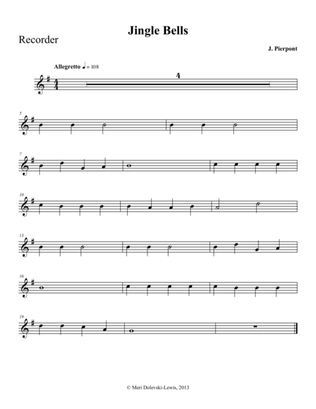 Jingle Bells: recorder/piano