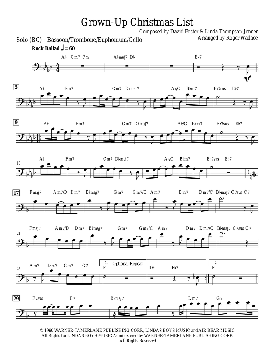 Grown-Up Christmas List Bassoon scores gallery preview page 1