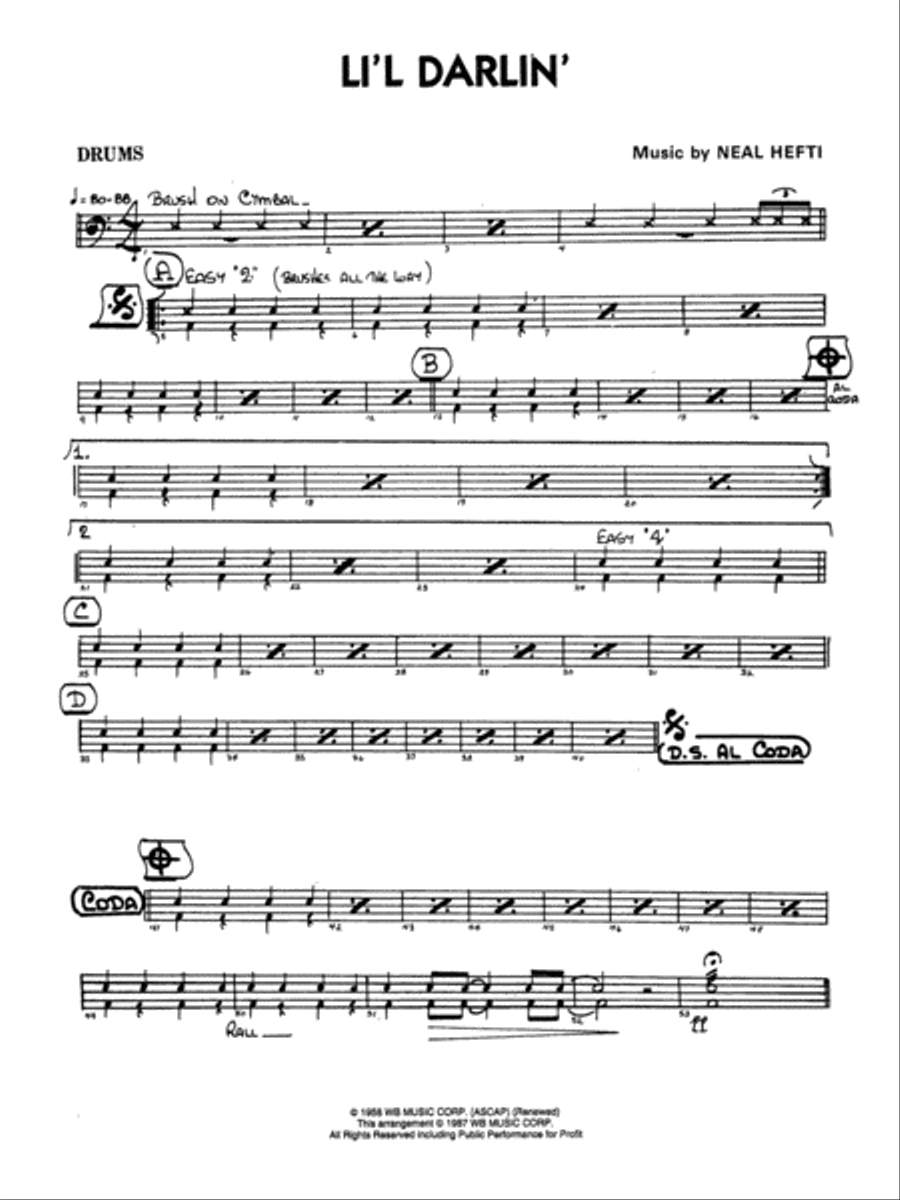 Li'l Darlin': Drums Li'l Darlin': Drums Jazz Ensemble scores gallery preview page 1