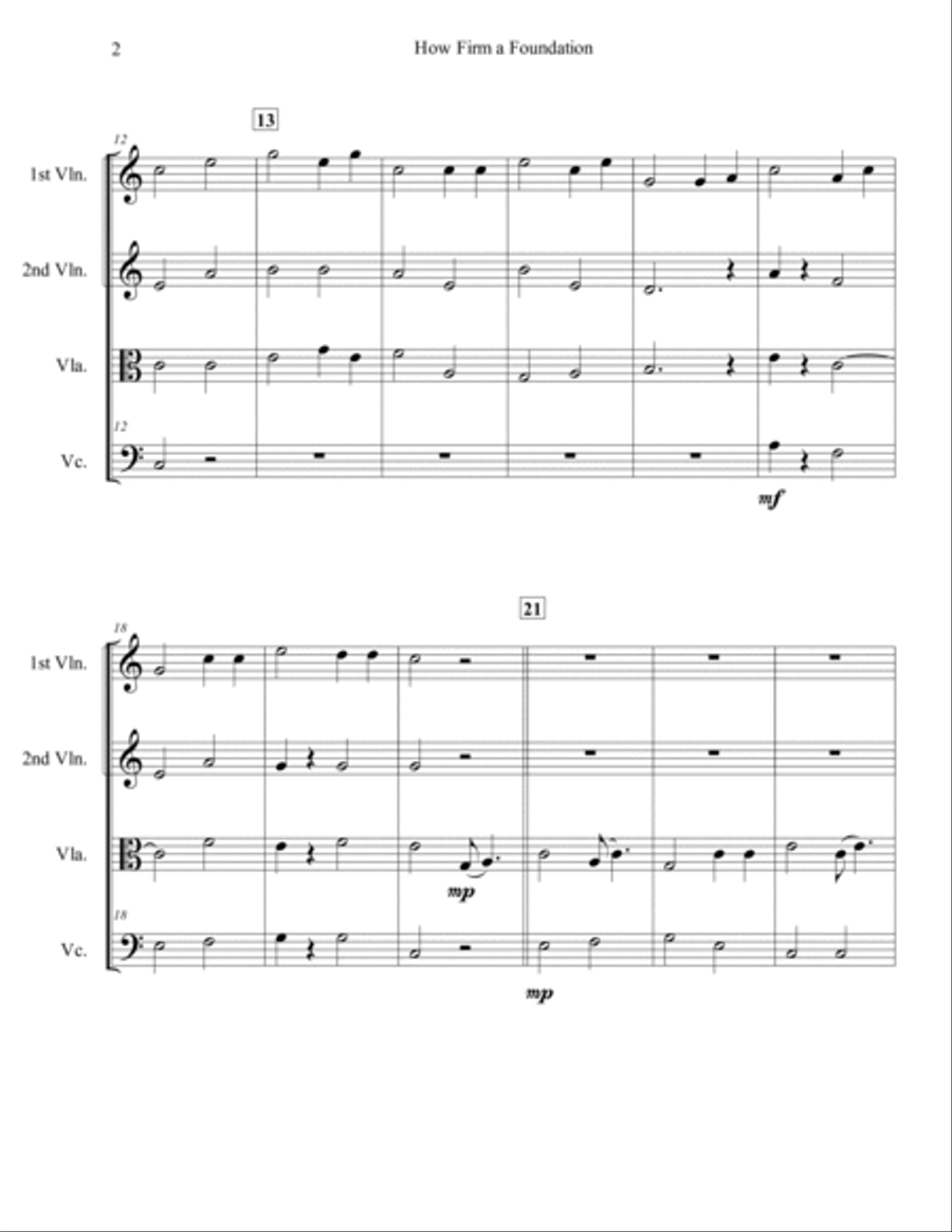 How Firm a Foundation (String Quartet) String Quartet scores gallery preview page 5