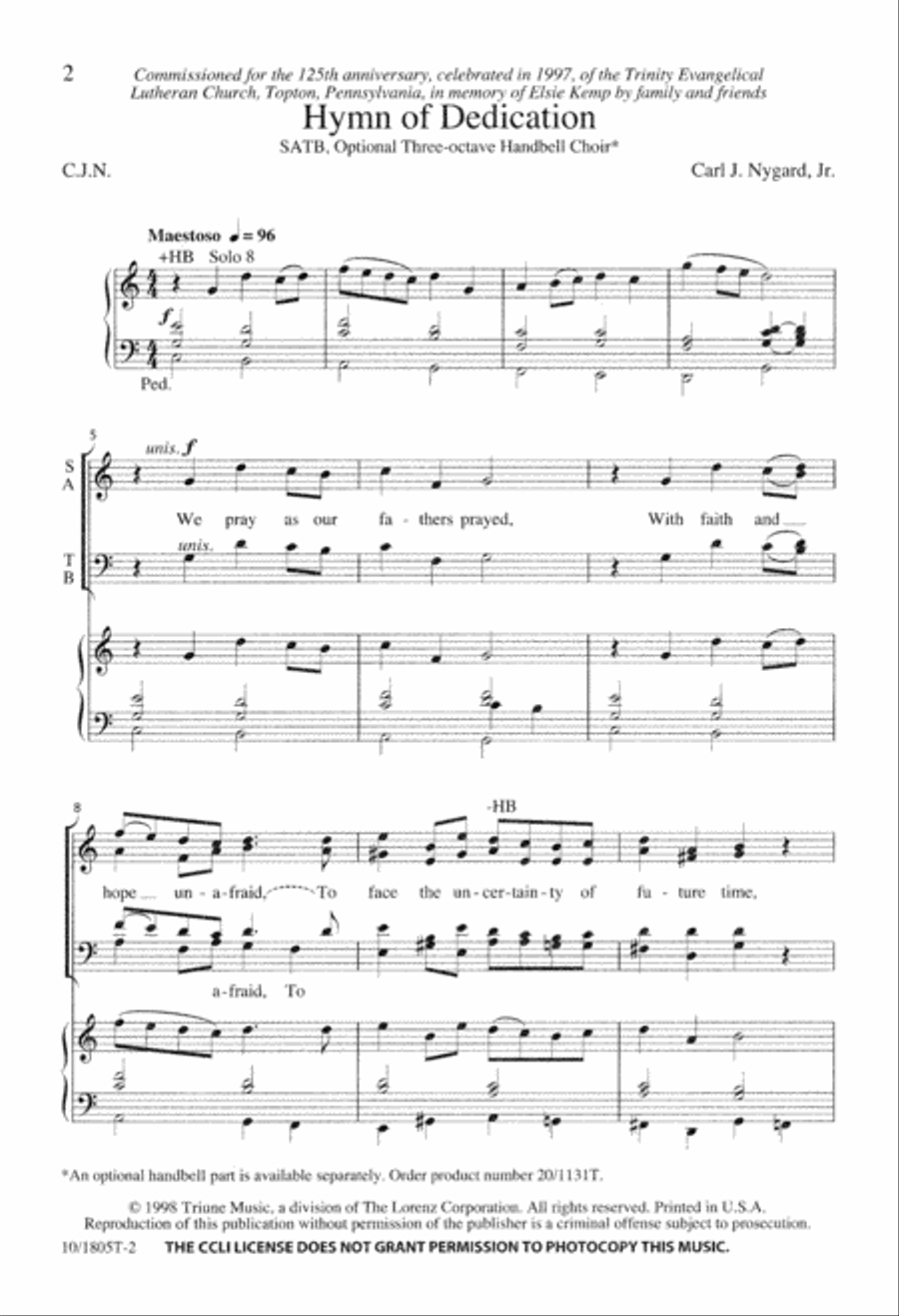 Hymn of Dedication Hymn of Dedication 4-Part scores gallery preview page 2