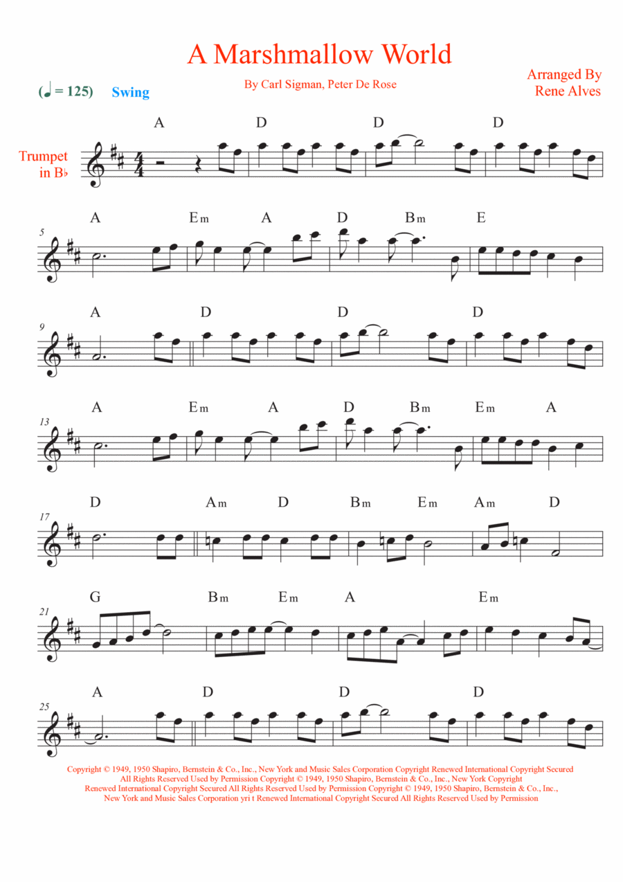 A Marshmallow World A Marshmallow World B-Flat Trumpet scores gallery preview page 1