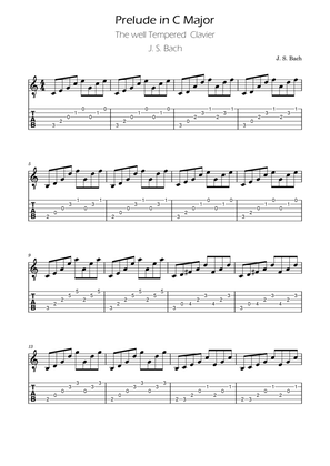 Bach - Prelude in C major - BWV 846 - Guitar TAB
