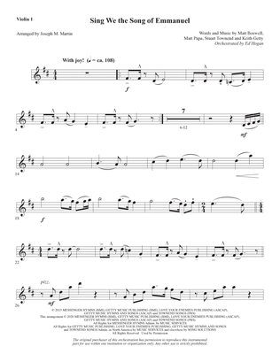 Sing We the Song of Emmanuel (arr. Joseph M. Martin) - Violin 1