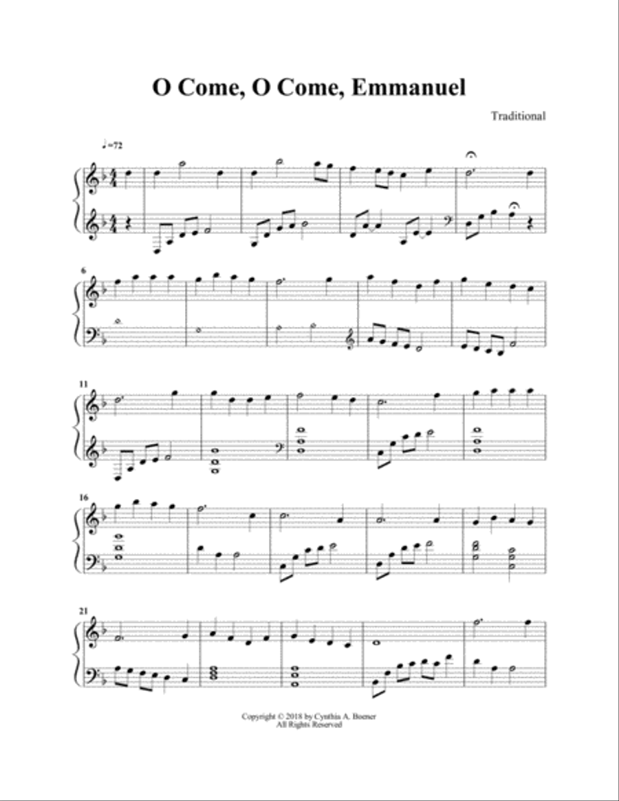 O Come, O Come, Emmanuel Harp scores gallery preview page 1