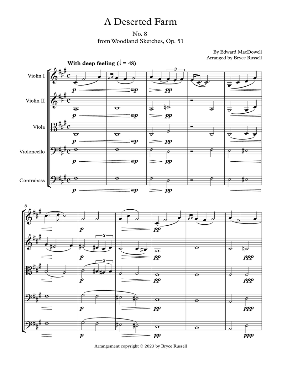 A Deserted Farm - No. 8 from Woodland Sketches Op. 51 String Orchestra scores gallery preview page 3