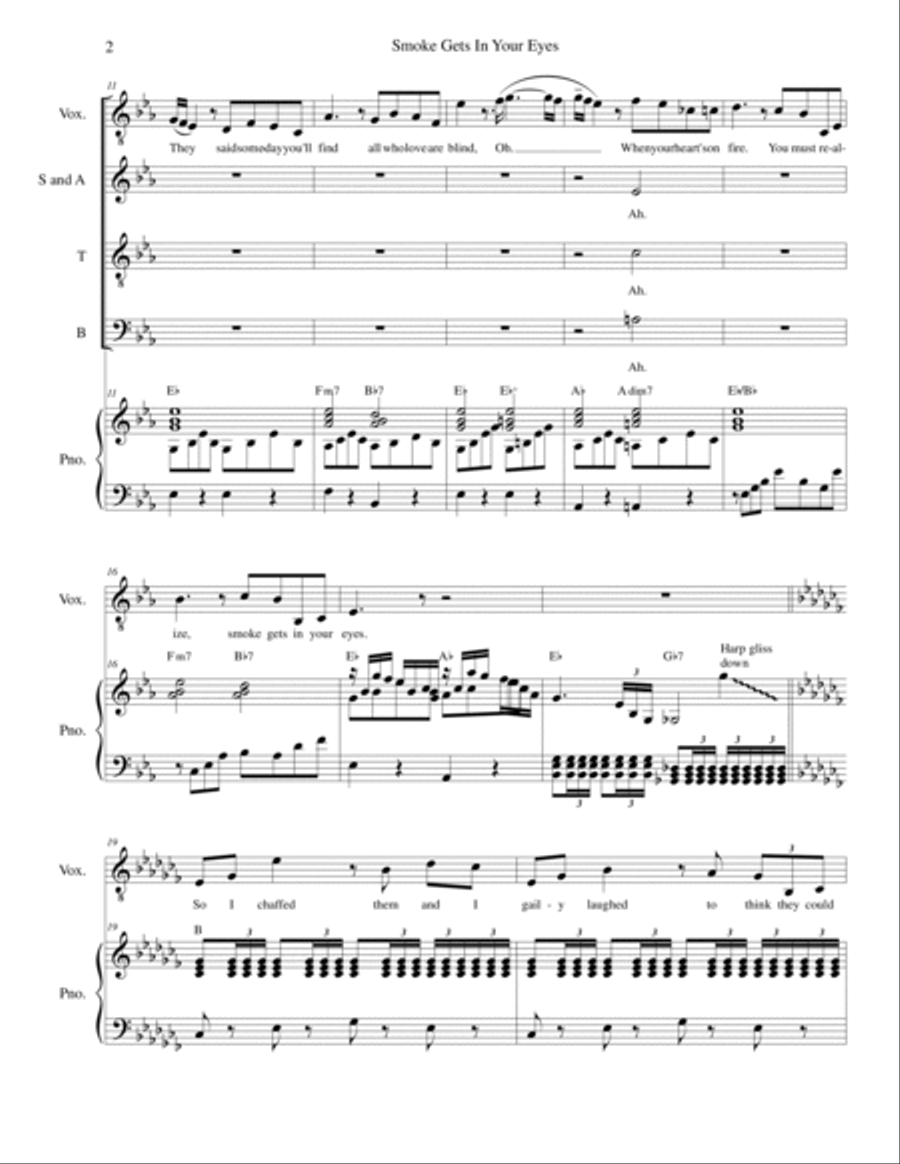 Smoke Gets In Your Eyes Smoke Gets In Your Eyes 4-Part scores gallery preview page 2