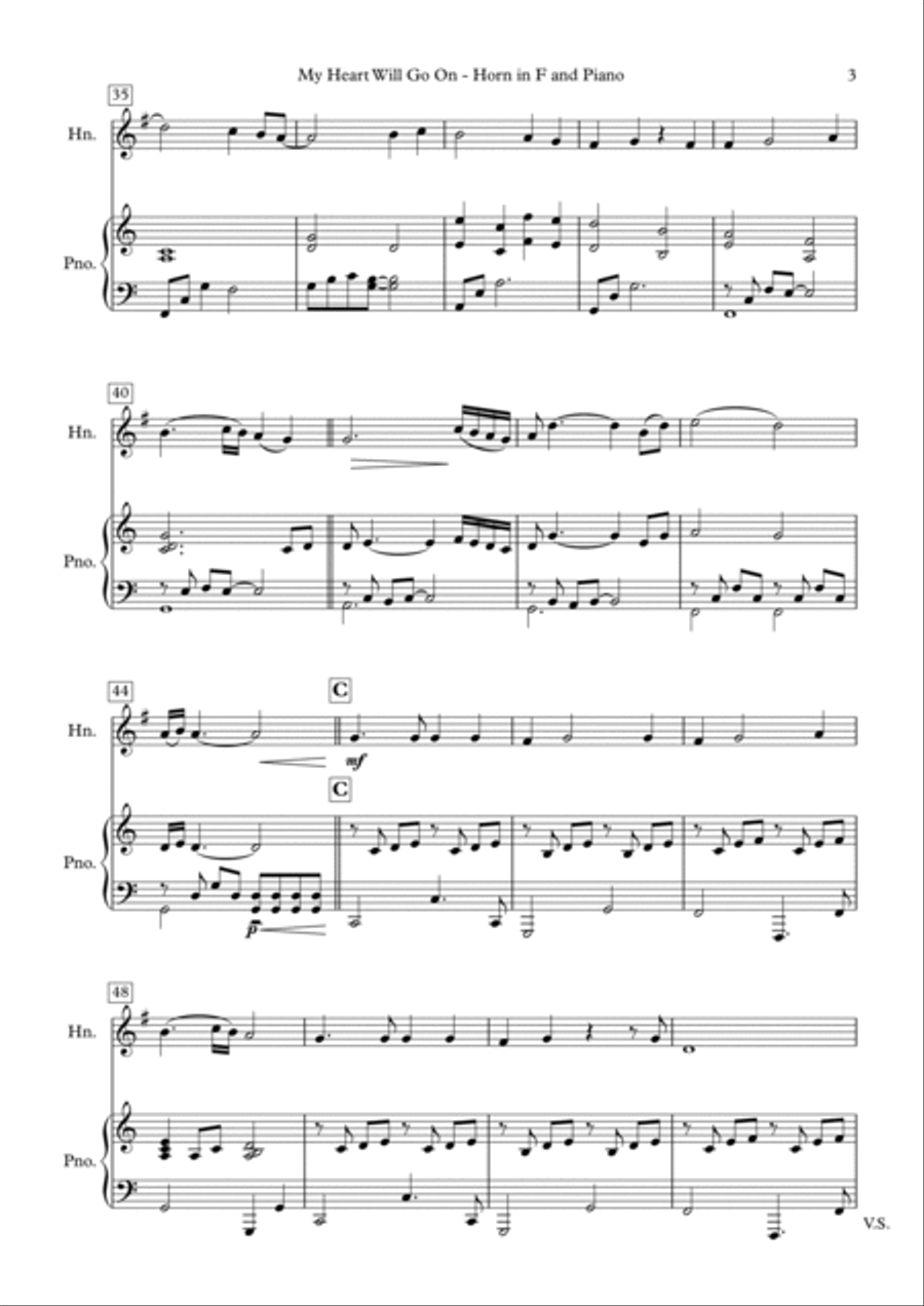 My Heart Will Go On (love Theme From 'titanic') Horn scores gallery preview page 3