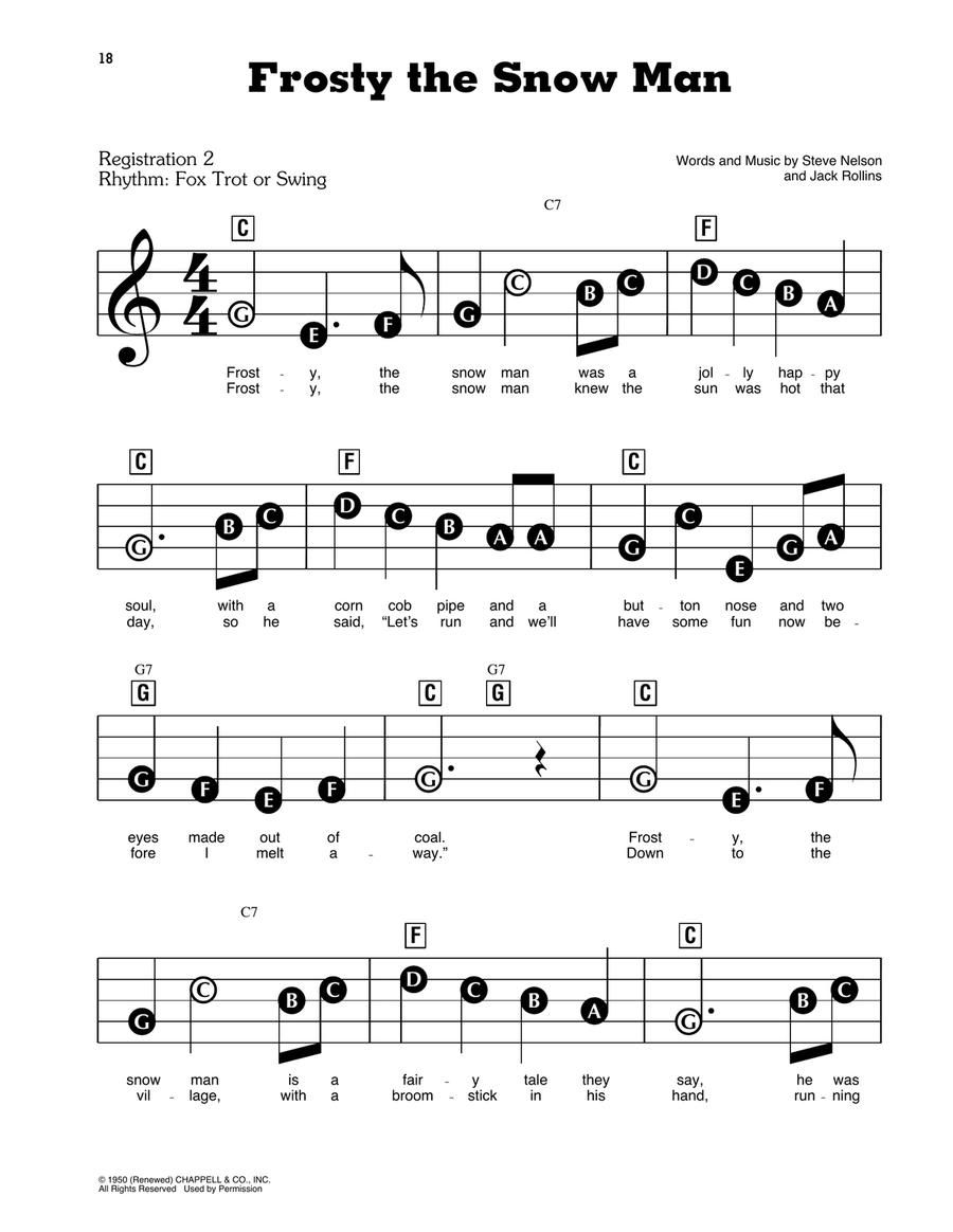 Frosty The Snow Man Electronic Keyboard scores gallery preview page 1