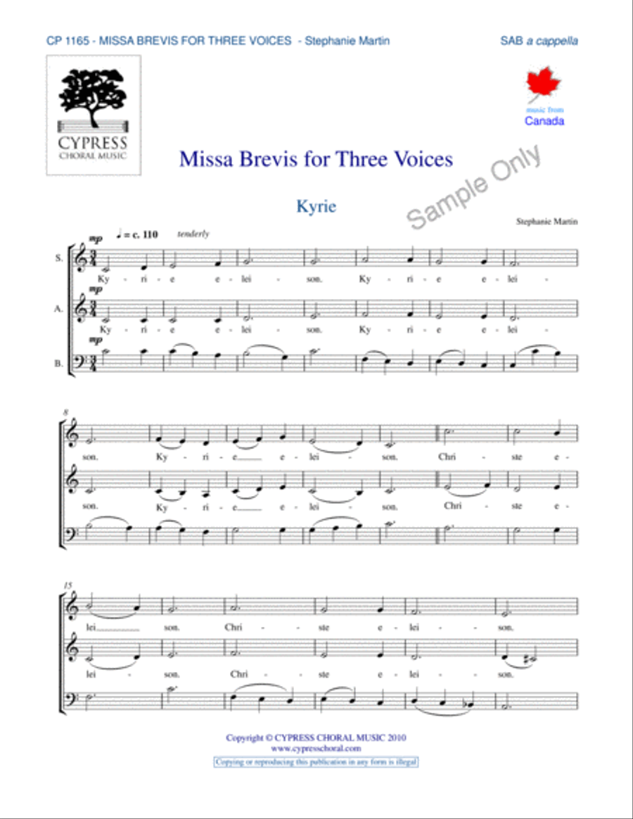 Missa Brevis for Three Voices image number null