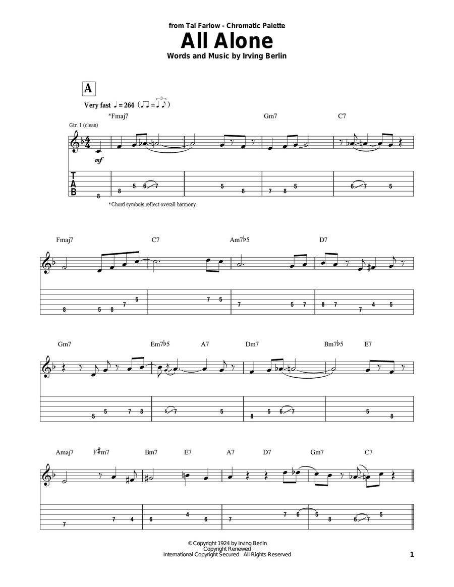 All Alone Electric Guitar scores gallery preview page 1