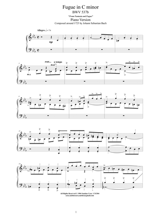Bach - Fugue in C minor BWV 537b - Piano version