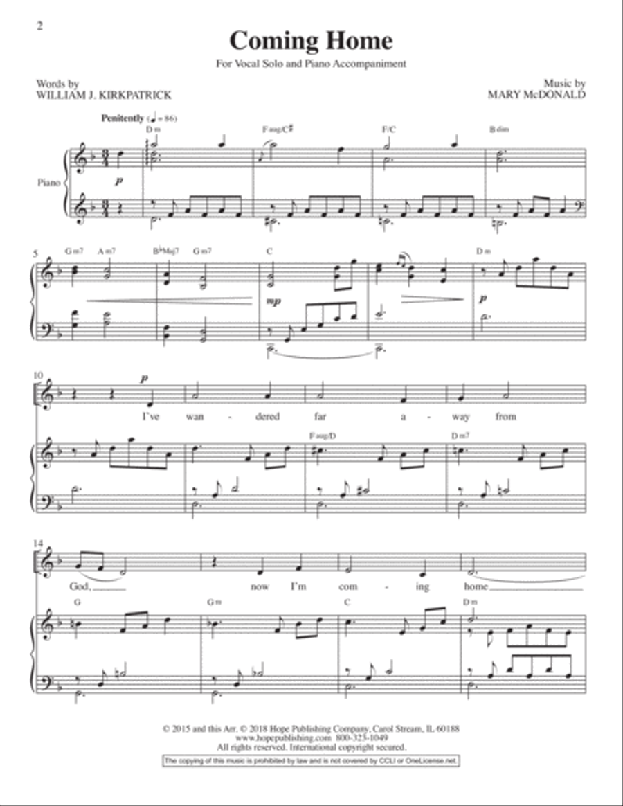 Coming Home Voice scores gallery preview page 2