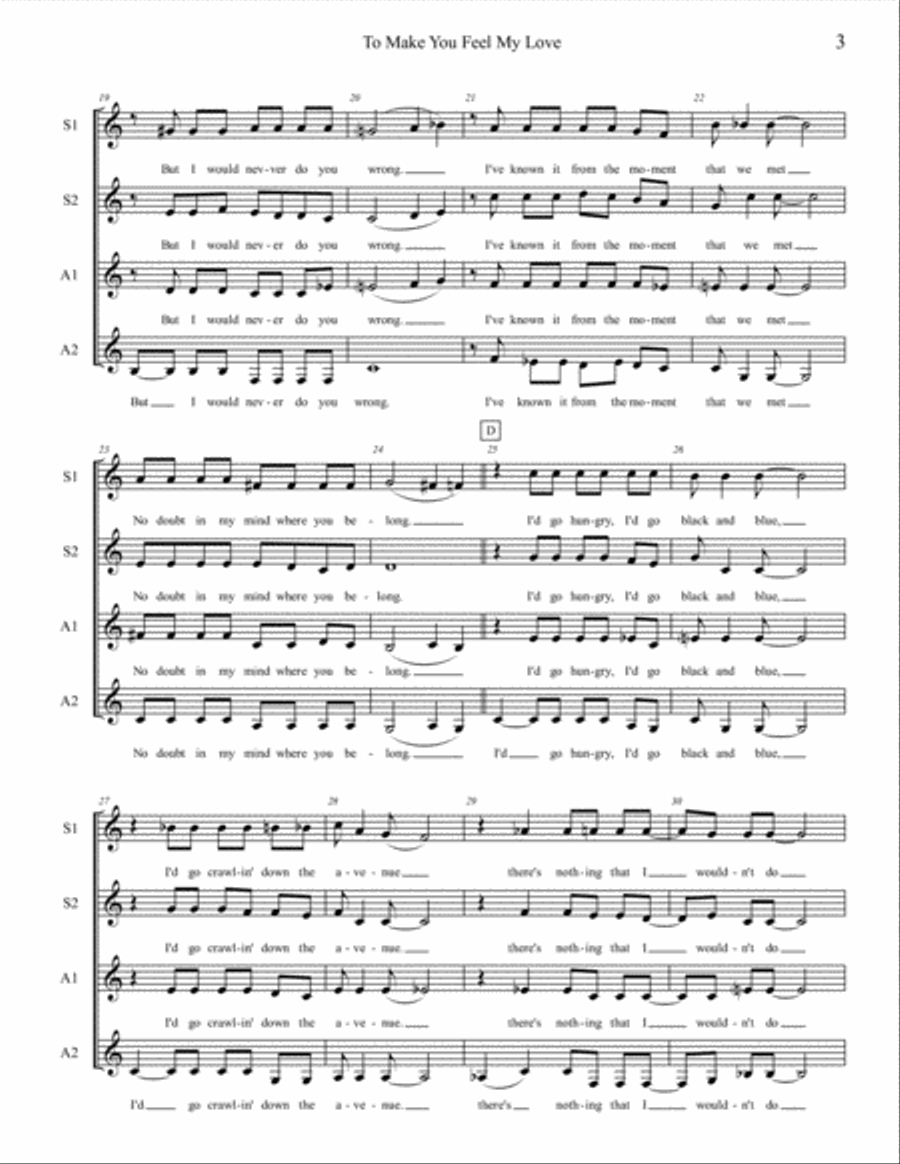 To Make You Feel My Love SSAA scores gallery preview page 3