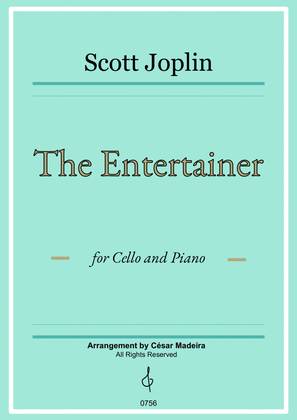 Book cover for The Entertainer by Joplin - Cello and Piano (Full Score and Parts)