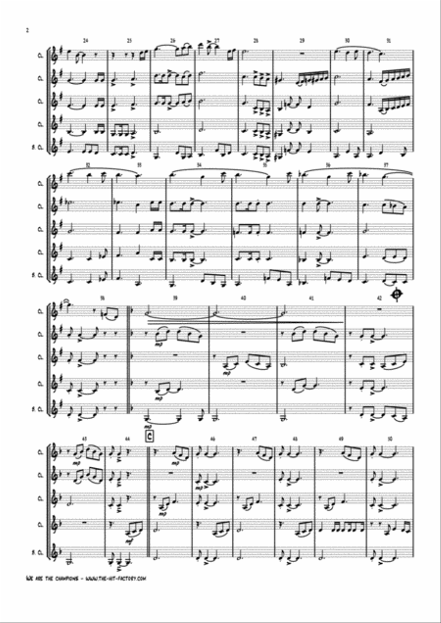 We Are The Champions Clarinet Quintet scores gallery preview page 2