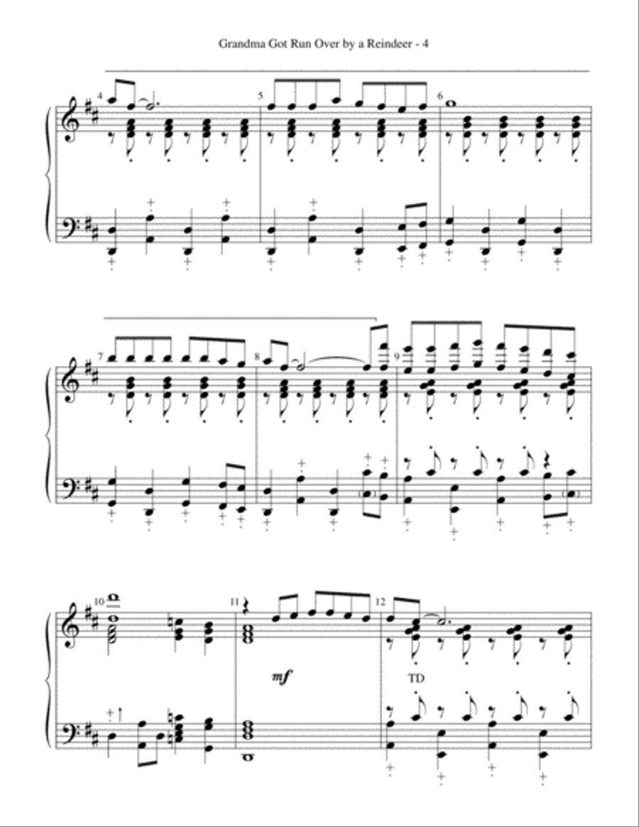 Grandma Got Run Over By A Reindeer Handbell Choir scores gallery preview page 4