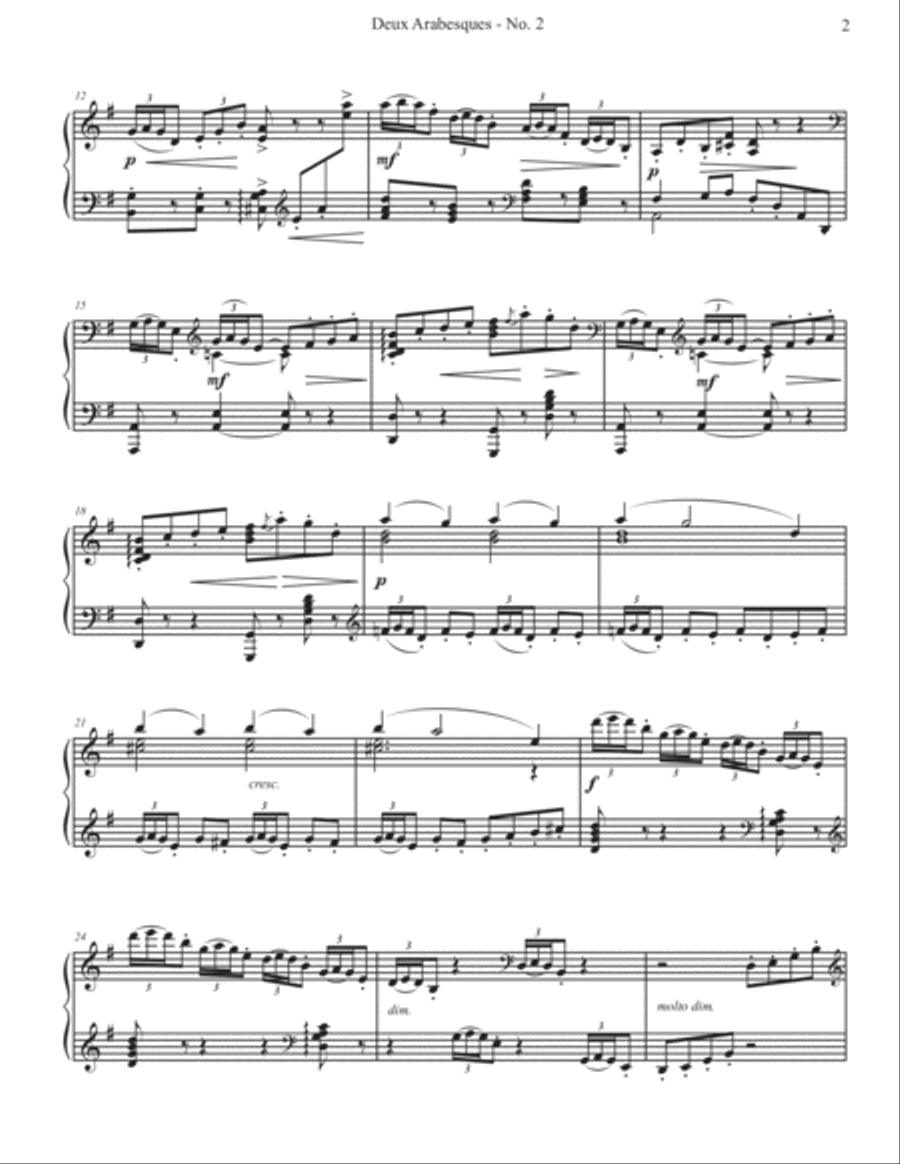 ARABESQUE No.2 (from Deux Arabesques) by CLAUDE DEBUSSY for PIANO SOLO Piano Solo scores gallery preview page 4